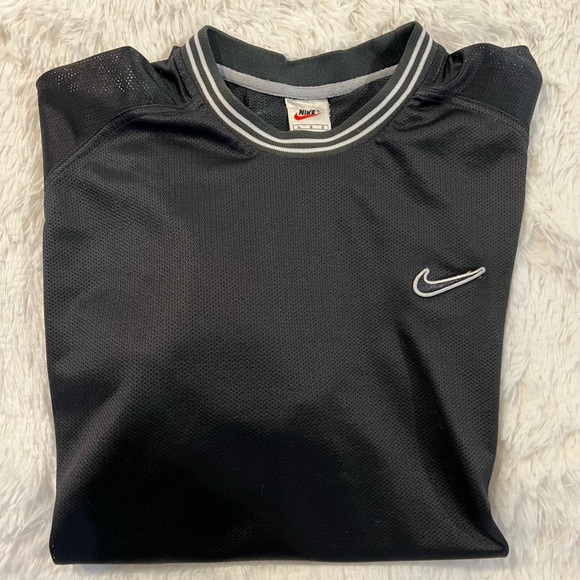 Nike Other - Rare Vintage Nike Black Mesh Short Sleeve Shirt with Embroidered Swoosh Decal 90